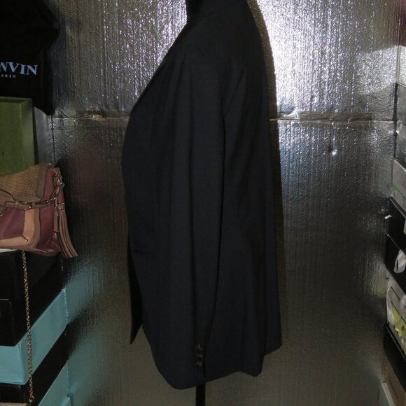 ESCADA Navy 100% Italian Wool Silk Suit Blazer Jacket size 42 US 12 - Picture 2 of 9